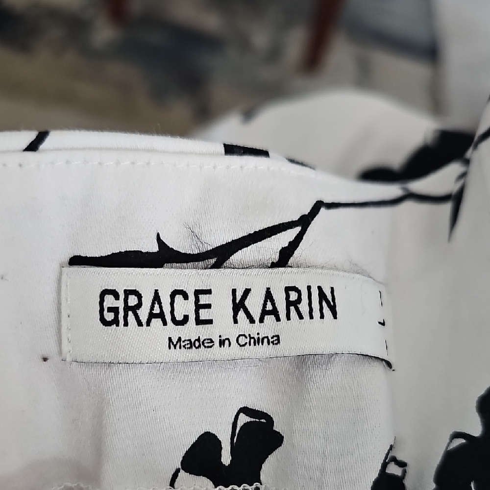 Grace Karin Black and White Fit and Flare Dress - Picture 8 of 9